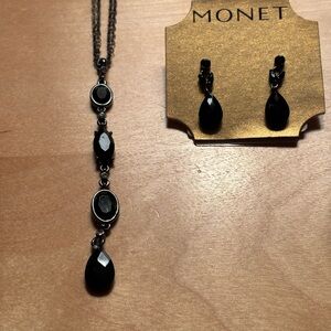 Monet Black Teardrop Necklace